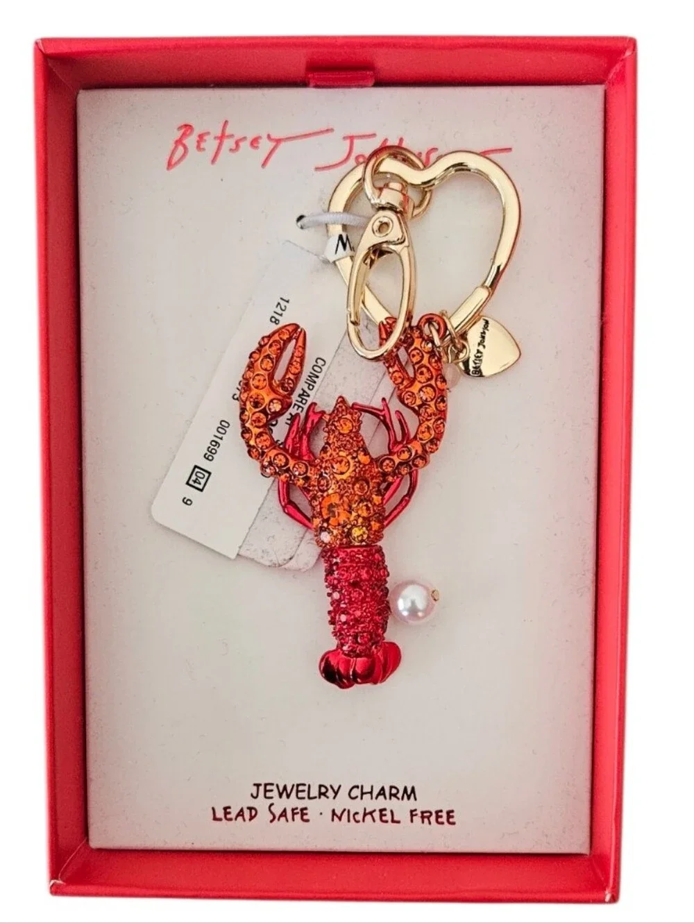 Betsey Johnson NWT Lobster Purse Charm & Keychain – Rhinestone Coastal Bag Charm